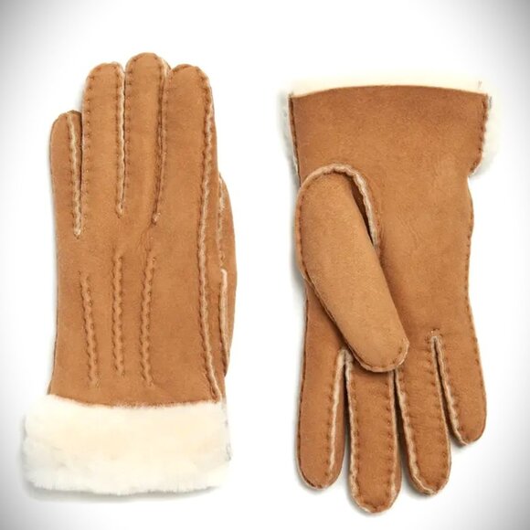 UGG Australia Classic Tasman Genuine Shearling Gloves in Chestnut Sz L - Picture 1 of 6